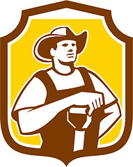 Image showing Organic Farmer Shovel Shield Retro