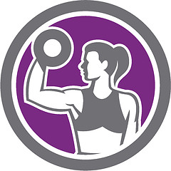 Image showing Woman Lifting Dumbbell Weight Physical Fitness Retro