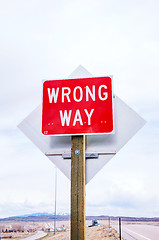 Image showing Wrong way sign at a highway