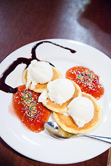 Image showing Pancakes and icecream