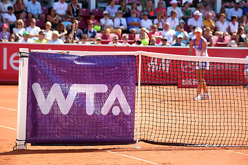 Image showing wta-logo  on tennis net