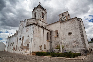 Image showing Church of Santa Maria do Castelo before storm,,Tavira, Algarve, 