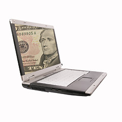 Image showing dollars on the laptop screen