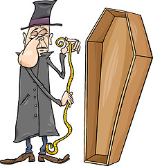 Image showing undertaker with coffin cartoon illustration