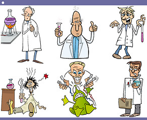 Image showing scientists characters cartoon set