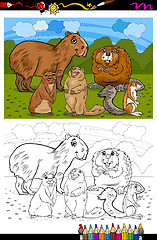 Image showing rodents animals cartoon coloring book