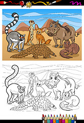 Image showing african mammals cartoon coloring book