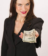 Image showing Business Woman Hands You Cash Payment Twenty Dollar Bills 