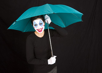 Image showing Clown with Umbrella