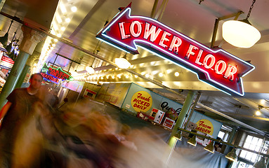 Image showing People Passing Quickly Long Exposure Pike Place Public Market Se