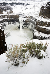 Image showing Palouse River Falls Frozen Water Wilderness Waterfall Winter Fre