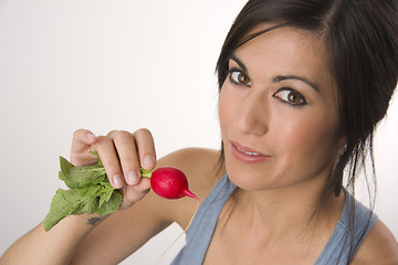 Image showing Taste a Radish Lucky Vegatable about to be Eaten