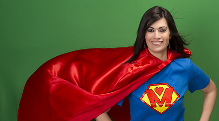 Image showing Proud Mom as Super Mother on Green Screen