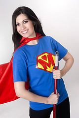 Image showing Super Mom Sweep up Dirt Superhero Mother