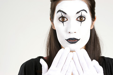 Image showing Woman Circus Clown Mime White Face