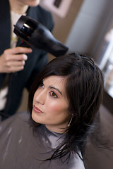 Image showing Brunette Woman Get a Full Service Salon Service and Blow Dry