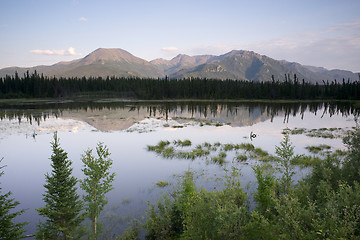 Image showing Scenic Marsh Water Panoramic Mountain Landscape Outback Alaska