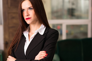Image showing Business Woman Female Arms Crossed Serious Office Workplace