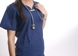 Image showing Female Torso Wears Scrubs Nurse Working Healthcare Industry Medi