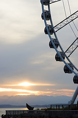 Image showing Great Ferris Wheel Puget Sound Seattle Washington Pier Amusement