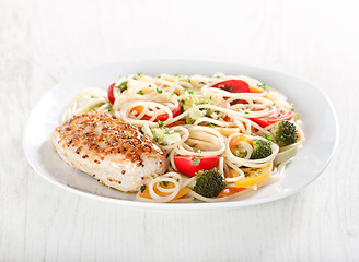 Image showing Pasta and chicken breast