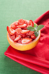 Image showing Fruit salad with strawberry and grapefruit