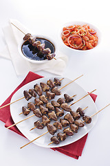 Image showing Grilled chicken hearts