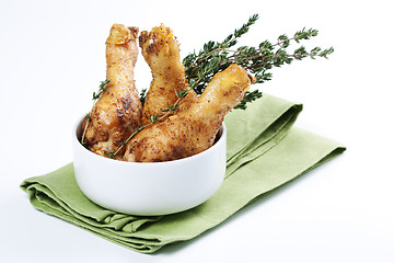 Image showing Roasted chicken legs with thyme