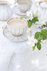 Image showing Tea in the blossoming garden