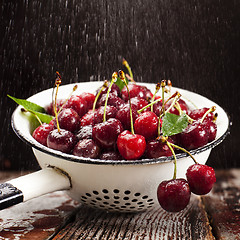 Image showing Cherries in colander