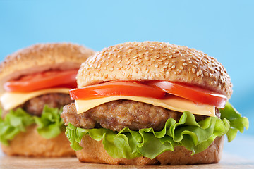 Image showing Two cheeseburgers