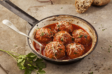 Image showing Meatballs in pan