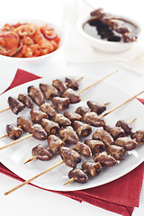 Image showing Grilled chicken hearts