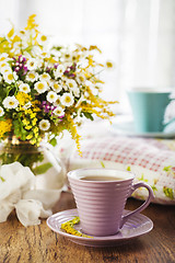 Image showing Tea and wildflowers