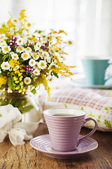 Image showing Tea and wildflowers