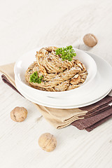 Image showing Pasta with walnut pesto