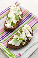 Image showing Sandwich with cottage cheese and coriander