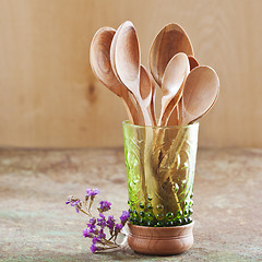 Image showing Wooden cooking utensils