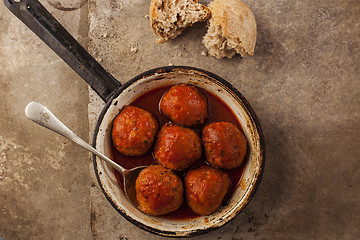 Image showing Meatballs in pan