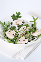 Image showing Salad with rucola and mushrooms