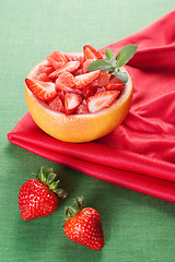 Image showing Fruit salad with strawberry and grapefruit