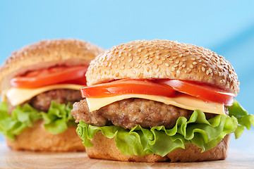 Image showing Two cheeseburgers