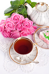 Image showing ?up of tea and roses