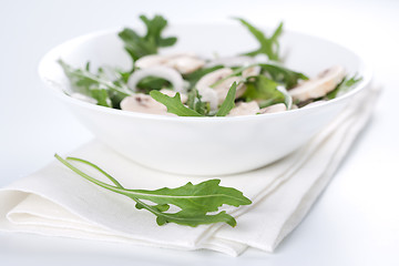 Image showing Salad with rucola and mushrooms