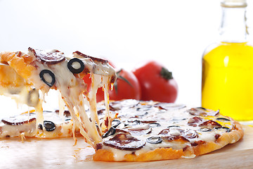 Image showing Pizza with melted cheese