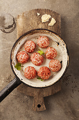 Image showing Meatballs cooking