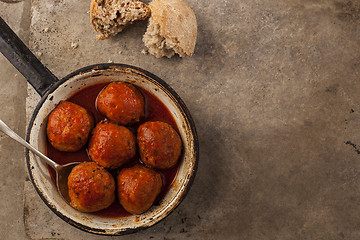 Image showing Meatballs in pan