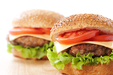 Image showing Two cheeseburgers