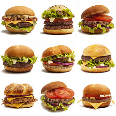 Image showing Set of burgers