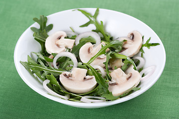 Image showing Salad with rucola and mushrooms